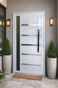 Ver imagem 3 de Porta Pivotante de Aluminio Branco Frisada com Vidro 2,10 (a) X 1,20 (l) Linha 30 Oferta