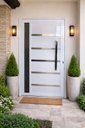 Ver imagem 1 de Porta Pivotante de Aluminio Branco Frisada com Vidro 2,10 (a) X 1,20 (l) Linha 30 Oferta