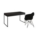 Ver imagem 2 de Escrivaninha Industrial Office Estudo Malta Preta 137x53cm com 1 Poltrona Preta Eames Eiffel Base Fe