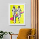 Ver imagem 2 de Quadro Decorativo Gatos Fashion - 60x48cm:madeira Branca