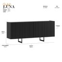 Ver imagem 3 de Buffet Aparador 100% MDF 4 Portas Frisado 180cm Pés em Metal Champanhe Luna