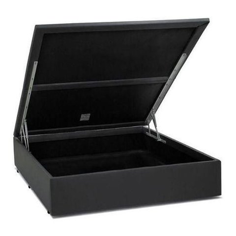 Cama Box Baú Casal Sintético Cinza 38x138x188
