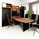 Ver imagem 1 de Mesa de Reunião Orgânica 270cm x 110cm Pés Painel Escritório F5 Office Cor:Nogal com Preto