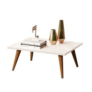 Mesa De Centro Retangular Sala Mdf Pé Palito Decorativa - Branco 65x35cm