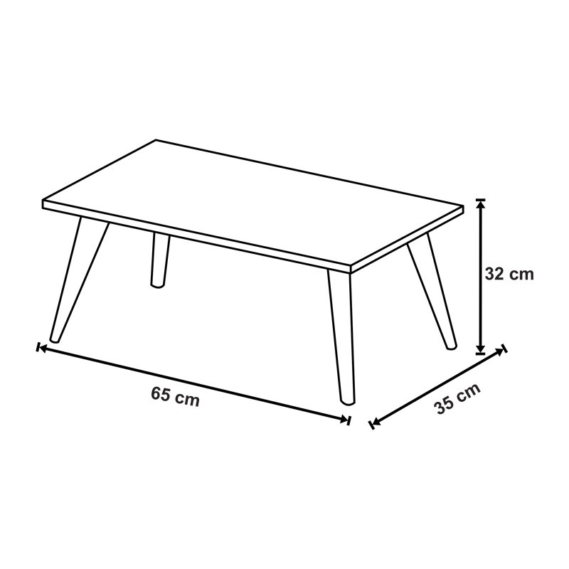 Mesa De Centro Retangular Sala Mdf Pé Palito Decorativa - Branco 65x35cm - 5