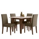 Ver imagem 2 de Conjunto Mesa de Jantar Kate 120cm Vidro 4 Cadeiras Jade Revestidas em Suede Amêndoa/Off White