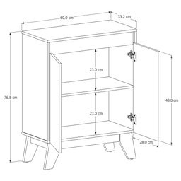 Aparador Buffet Cancun 2 Portas Balcão Cozinha:Off White/Freijó - 7