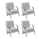 Ver imagem 1 de Kit 4 Poltronas 1 Lugar Vênus Pé Alumínio Courino Branco