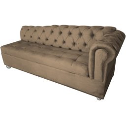 Divã Recamier Sofá Juliana Consultório Psicologia Escritório Recepção Quarto Luxo Capitonê Capuccino - 1