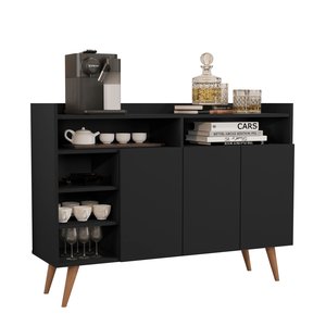 Buffet Aparador 3 Portas Nichos Retro Celta - Giga - Black