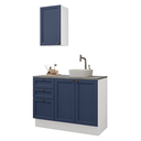 Ver imagem 2 de Conjunto Gabinete para Banheiro 110cm 3 Gavetas 3 Portas Branco/Azul Vik Madesa 01