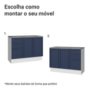 Ver imagem 5 de Conjunto Gabinete para Banheiro 110cm 3 Gavetas 3 Portas Branco/Azul Vik Madesa 01