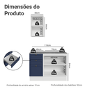 Ver imagem 3 de Conjunto Gabinete para Banheiro 110cm 3 Gavetas 3 Portas Branco/Azul Vik Madesa 01