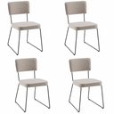 Ver imagem 1 de Kit Quatro Cadeiras de Jantar Minimalista Roma Linho Bege - Ooca Móveis