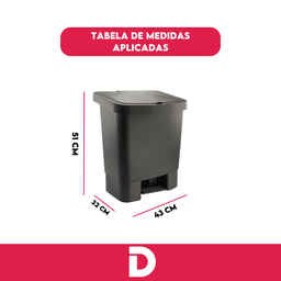 Lixeira com Pedal 25l Haus Preta Design e Alta Qualidade - 4