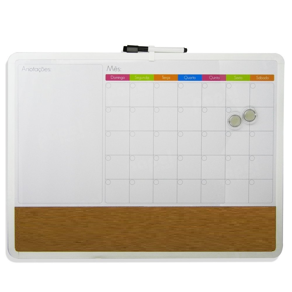 Lousa Quadro Magnético Planner Planejamento Semanal Mensal Caneta Anotações Lembretes Parede - 6