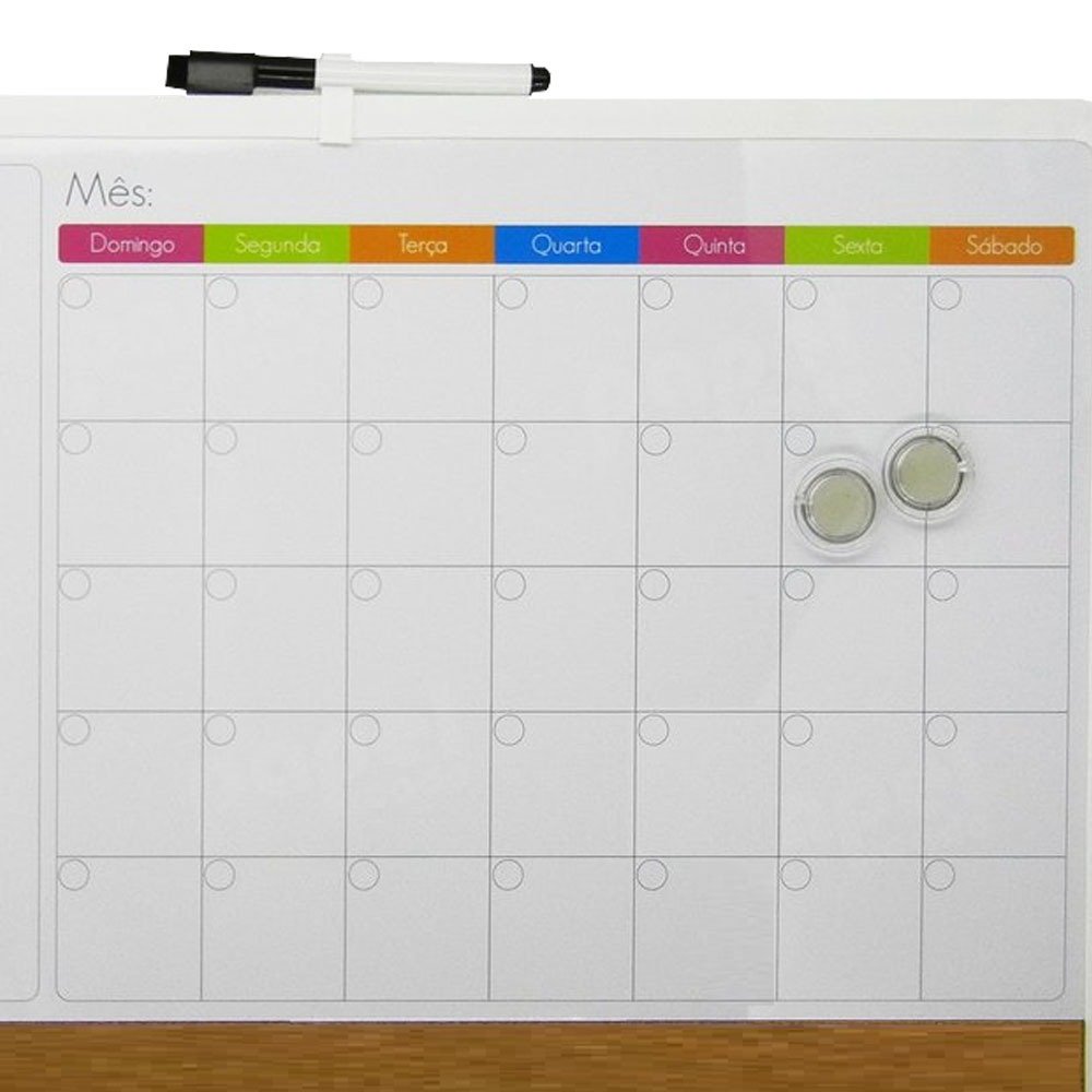 Lousa Quadro Magnético Planner Planejamento Semanal Mensal Caneta Anotações Lembretes Parede - 2