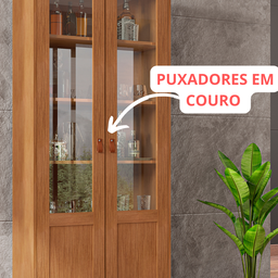 Cristaleira Lyra 2 Portas 4 Prateleiras Retro - Cedro - 4