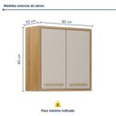 Ver imagem 7 de Armário Aéreo para Cozinha 2 Portas 80cm Torino Valdemóveis Cinamomo/off White