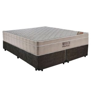 Cama Box Casal Suede Bipartido + Colchão Ortobom Airtech Molas Ensacadas 65x138x188