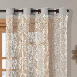 Cortina Janela 2,20 x 1,40 Sala Quarto Renda Cozinha Cinza - 3