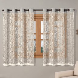 Cortina Janela 2,20 x 1,40 Sala Quarto Renda Cozinha Cinza - 1