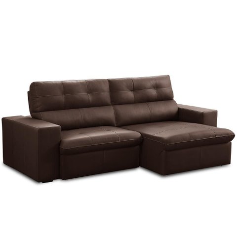 Sofá Retrátil Reclinável para Sala 3 Lugares 230cm Bryant L06 Couro Marrom - Lyam Decor
