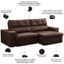 Ver imagem 3 de Sofá Retrátil Reclinável para Sala 3 Lugares 230cm Bryant L06 Couro Marrom - Lyam Decor