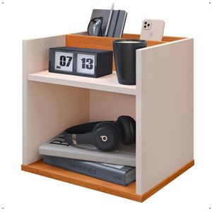 Mesa Cabeceira Suspensa Madri Divisória Nicho Mesinha Decorativa Quarto - Off White/cinamomo