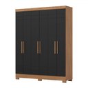 Ver imagem 2 de Guarda-roupa Solteiro 6 Portas 2 Gavetas Nature/preto Hp B369 - Briz
