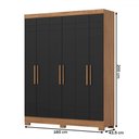 Ver imagem 4 de Guarda-roupa Solteiro 6 Portas 2 Gavetas Nature/preto Hp B369 - Briz