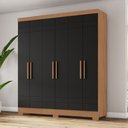 Ver imagem 1 de Guarda-roupa Solteiro 6 Portas 2 Gavetas Nature/preto Hp B369 - Briz