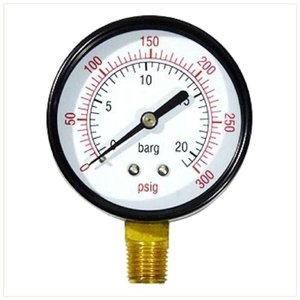 Manômetro 50mm 300 Psi 24.61bar 1/4 Metal