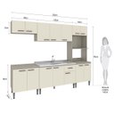 Ver imagem 3 de Cozinha Modulada Max 262 X195 Cm Balcão Pia Armário Nicho Forno/micro Mdp Cinza Champanhe - Clicklar