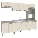 Ver imagem 1 de Cozinha Modulada Max 262 X195 Cm Balcão Pia Armário Nicho Forno/micro Mdp Cinza Champanhe - Clicklar