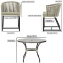 Ver imagem 2 de Mesa com 4 Cadeiras de Jantar Roma 100cm e Noronha em Aluminío Preto Corda Nautica Estofado 7 Trama