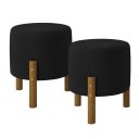 Ver imagem 1 de Kit 2 Puff Redondo Decorativo Zuppy - Preto Suede