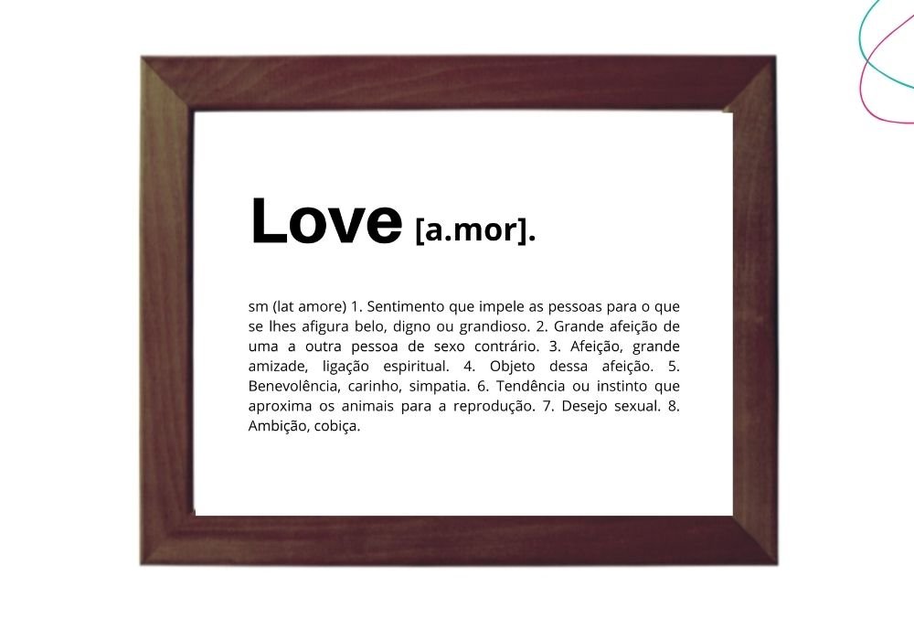 Quadro Decorativo Significado de Love Amor moldura e vidro:Preta ...