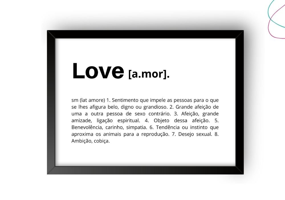 Quadro Decorativo Significado de Love Amor moldura e vidro:Preta ...