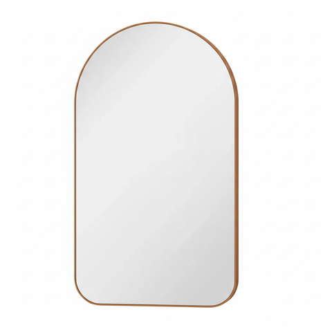 Espelho Capela Carisma - Vidro Guardian 3 Mm, Moldura em Couro Ecológico Caramelo, 64x44 Cm