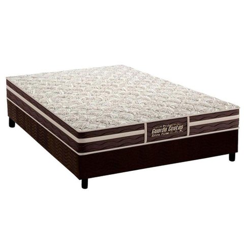 Cama Box Casal: Colchão Ortopédico Probel Guarda Costas Extra Firme + Base CRC Suede Brown(138x188