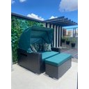 Ver imagem 1 de Sofá Chaise Aluminio e Fibra com Toldo para Jardim Piscina