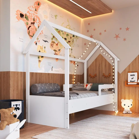 Cama Infantil Montessoriana sem Colchão Linha Infanto Branco CCM010 Completa Móveis