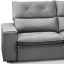 Ver imagem 6 de Sofá 3 Lugares Retrátil Reclinável Chaise Direito 258cm Bergen F04 Veludo Cinza - Lyam Decor