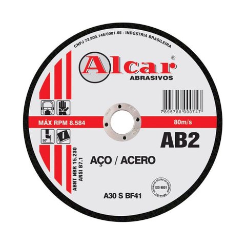 Disco de Corte Ferro 4.1/2" x 1/8" x 7/8" x 2TA - Alcar A30 S BF41