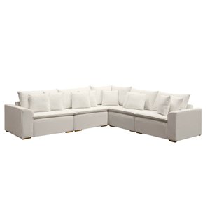 Sofá Modular Riviera Linho Creme 280x280 cm - Meu Estofado Sofá Modular Riviera Sala Quarto Recepção