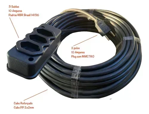 Ver imagem 3 de 80016 Extensao Profissional 25 Metros:extensao Profissional 25 Metros Cabo Pp 80016pretou