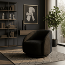 Ver imagem 1 de Poltrona Orgânica Decorativa Giratória Veludo Preto Premium Suporta 150kg Luxo Montada Design Curvo