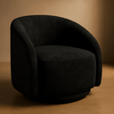 Ver imagem 2 de Poltrona Orgânica Decorativa Giratória Veludo Preto Premium Suporta 150kg Luxo Montada Design Curvo