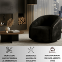 Ver imagem 6 de Poltrona Orgânica Decorativa Giratória Veludo Preto Premium Suporta 150kg Luxo Montada Design Curvo